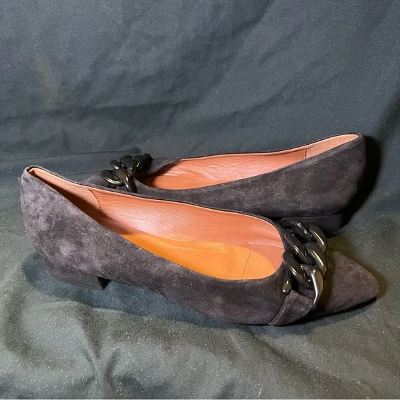 NWOT AQUATALIA PALINA SUEDE CHAIN BALLERINA FLATS IN BLACK SZ 8 - Picture 6 of 8